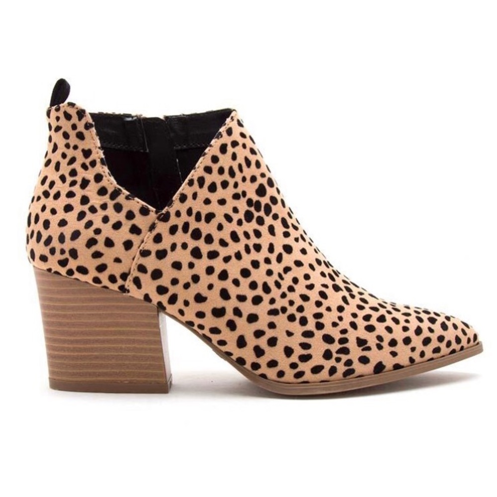 Tan Cheetah Side Cut Out Panel Booties - Picture 3 of 9
